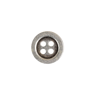Aged Silver 4 Hole Metal Button - 20L/12.5mm | Mood Fabrics