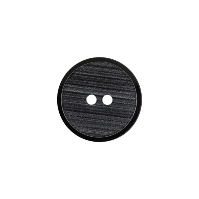 Black Ribbed 2-Hole Plastic Button - 28L/18mm | Mood Fabrics