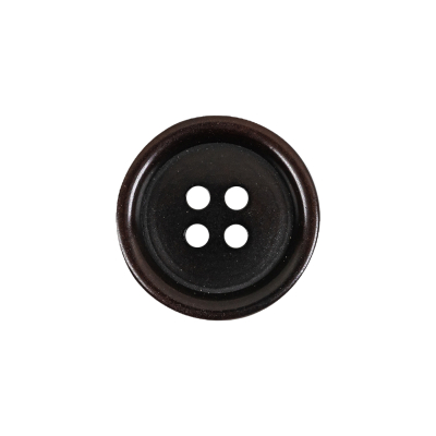 Dark Brown Rolled Rim 4-Hole Plastic Button - 32L/20mm | Mood Fabrics