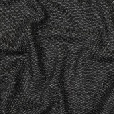 Obsidian and Gull Basketweave Blended Cashmere Coating | Mood Fabrics