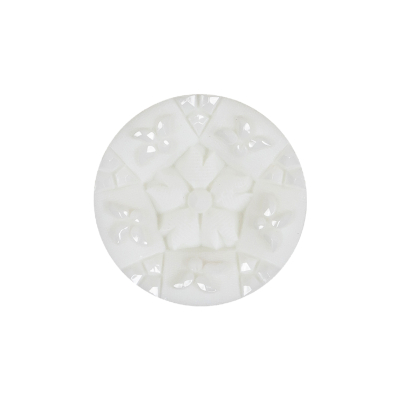 Italian White Concave Floral Molded Shank Back Plastic Button - 36L/23mm | Mood Fabrics