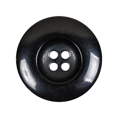 Black 4-Hole Plastic Deepwell Button - 44L/28mm | Mood Fabrics