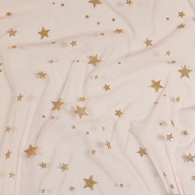 Pale Pink Starry Glitter Tulle | Mood Fabrics