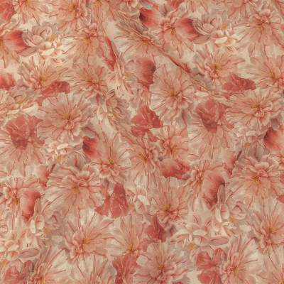 Pink, Red and Gray Packed Florals Lightweight Linen Woven | Mood Fabrics