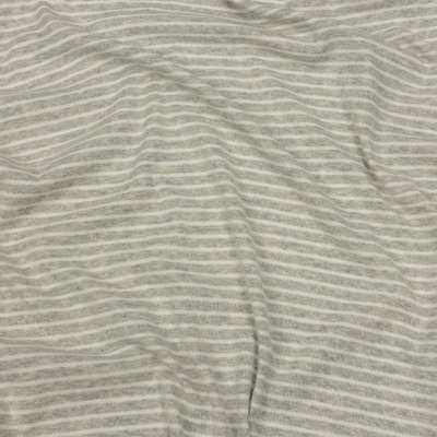 Heathered Gray and White Striped Cotton 1x1 Rib Knit | Mood Fabrics