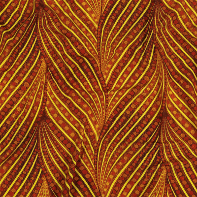 Red, Burnt Ochre and Yellow Art Deco Feathers UV Protective Compression Swimwear Tricot with Aloe Vera Microcapsules | Mood Fabrics