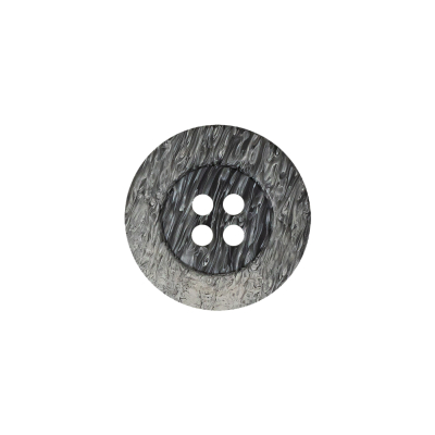 Gray and White Striated 4-Hole Plastic Button - 28L/18mm | Mood Fabrics