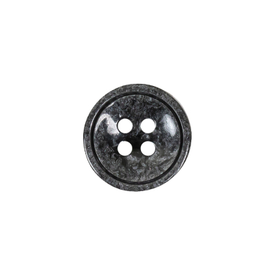 Black and Charcoal Gray Shimmering Swirls 4-Hole Plastic Dish Button - 24L/15mm | Mood Fabrics