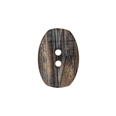 Gray and Brown Wood-Look Oval 2-Hole Plastic Button - 36L/23mm | Mood Fabrics
