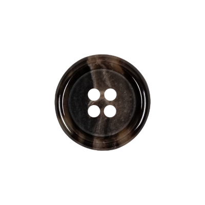Dark Brown and Almond Mottled Semitransparent 4-Hole Rolled Rim Plastic Button - 32L/20mm | Mood Fabrics