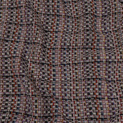 Italian Flint Gray, Lilac and Navy Blended Wool Tweed | Mood Fabrics