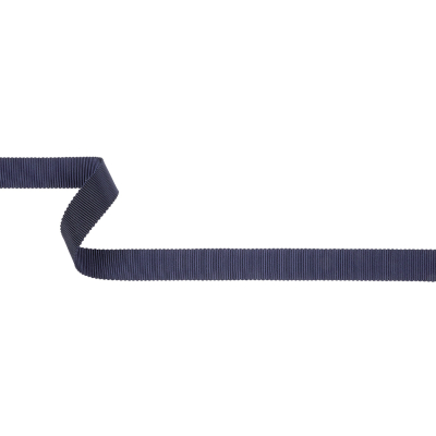 Dark Navy Recycled Polyester Petersham Grosgrain Ribbon - 15mm | Mood Fabrics