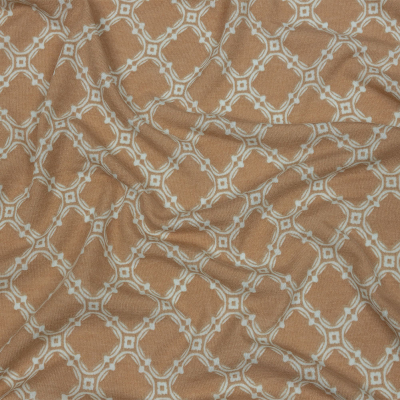 Beige and Pale Mint Decorative Lattice Polyester and Rayon Jersey | Mood Fabrics