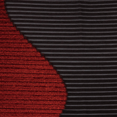 Metallic Savvy Red and Black Waves Pleated Luxury Burnout Brocade | Mood Fabrics