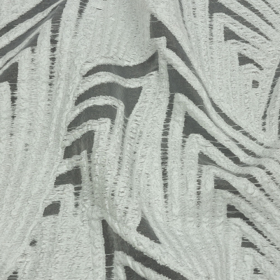 Metallic White Overlapped Nested Triangles Luxury Burnout Brocade | Mood Fabrics