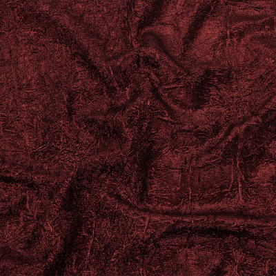 Astrolabe Metallic Dark Red Crinkled Luxury Brocade with Black Backing | Mood Fabrics