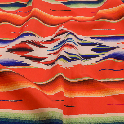 Orange, Yellow and Blue Southwestern Weaving Printed Polyester Woven Panel | Mood Fabrics