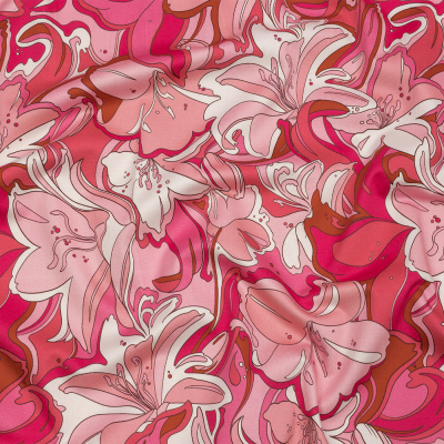 Mood Exclusive Pink Far Out Florals Stretch Cotton Sateen | Mood Fabrics