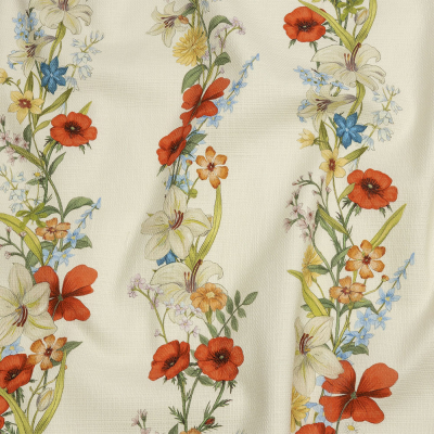 Mood Exclusive White Wildflower Fields Stretch Cotton Woven | Mood Fabrics