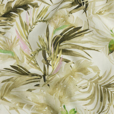 Green Palm Fronds Medium Weight Linen Woven | Mood Fabrics
