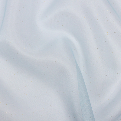 Starlight Sky Blue Polyester Mesh Organza with Gold Glitter | Mood Fabrics