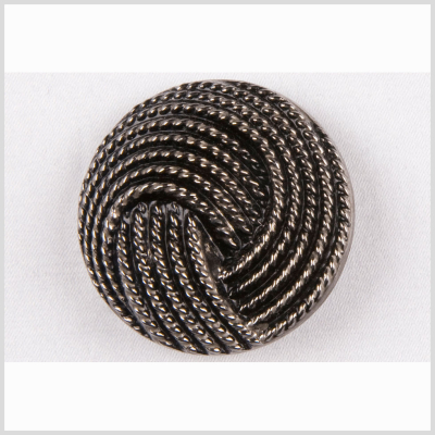 Black and Platinum Knotted Glass Shank Back Button - 36L/23mm | Mood Fabrics
