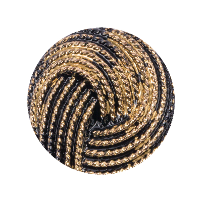 Black and Gold Knotted Glass Shank Back Button - 44L/28mm | Mood Fabrics