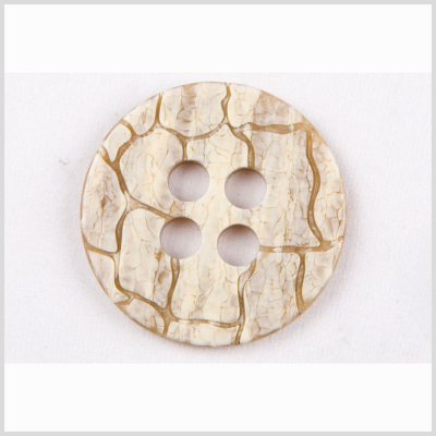 Beige and Brown Crackled 4-Hole Plastic Coat Button - 70L/44.5mm | Mood Fabrics