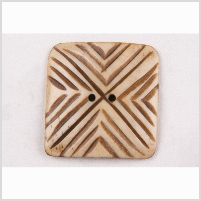 Natural Bone Rounded Square 2-Hole Button - 58L/37mm | Mood Fabrics