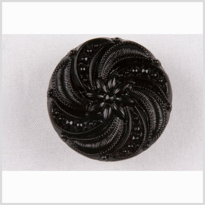 Black Floral and Swirl Glass Button - 22L/14mm | Mood Fabrics