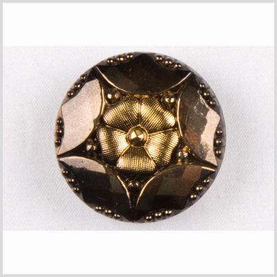 Gold Shaded Glass Button - 22L/14mm | Mood Fabrics