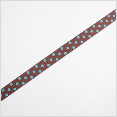 Brown/Dark Blue French Jacquard Ribbon | Mood Fabrics