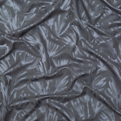British Imported Slate Spider Mum Spray Floral Polyester Jacquard | Mood Fabrics