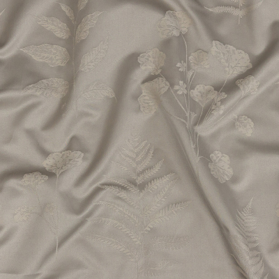 British Imported Dove Floral Satin-Faced Drapery Jacquard | Mood Fabrics