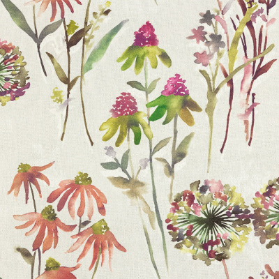 British Imported Fuchsia Watercolor Flowers Printed Cotton Canvas | Mood Fabrics