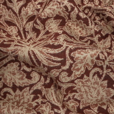 British Imported Claret Floral Drapery Jacquard | Mood Fabrics
