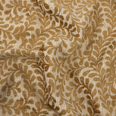 British Imported Ochre Leafy Chenille Jacquard | Mood Fabrics