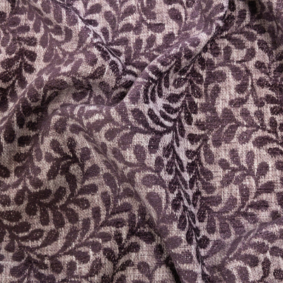 British Imported Plum Leafy Chenille Jacquard | Mood Fabrics