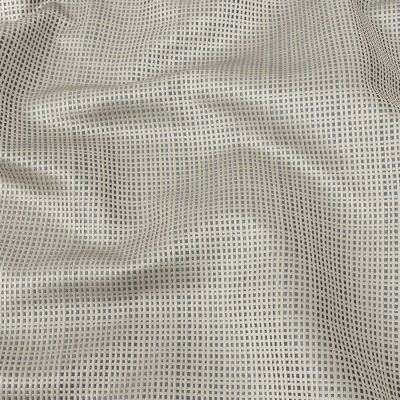 British Imported Pewter Squares Satin-Faced Jacquard | Mood Fabrics