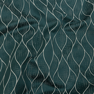 British Imported Emerald Leafy Silhouettes Polyester Jacquard | Mood Fabrics