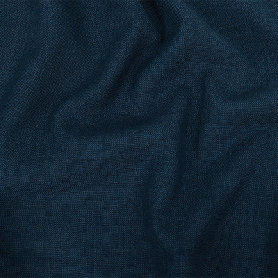 British Imported Indigo Polyester, Viscose and Linen Woven | Mood Fabrics