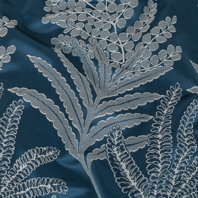 British Imported Ink Foliage Satin-Faced Jacquard | Mood Fabrics