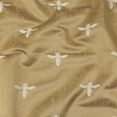 British Imported Gold Buzzing Bees Slubbed Drapery Jacquard | Mood Fabrics