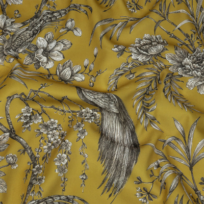 British Imported Citrus Perched in Paradise Printed Polyester Microvelvet | Mood Fabrics