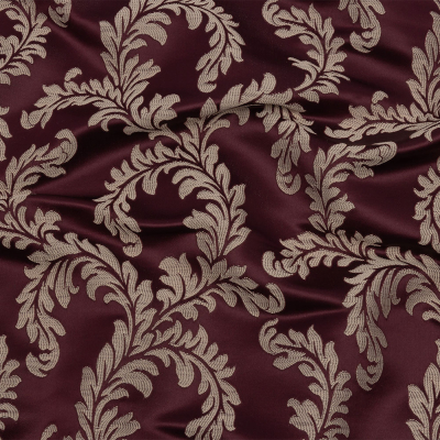 British Imported Berry Elegant Ferns Drapery Jacquard | Mood Fabrics
