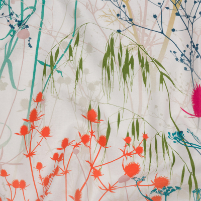 British Imported Rainbow Wildflower Branches Printed Cotton Canvas | Mood Fabrics