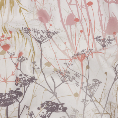 British Imported Shell Wildflower Branches Printed Cotton Canvas | Mood Fabrics