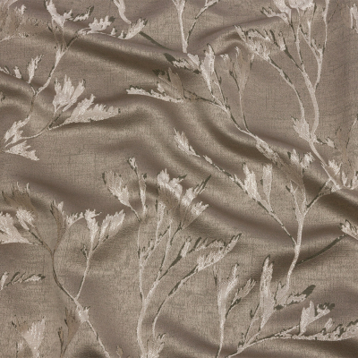 British Imported Pebble Windblown Branches Metallic Drapery Jacquard | Mood Fabrics