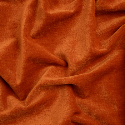 Tonnet Tangerine Upholstery Chenille with Latex Backing | Mood Fabrics