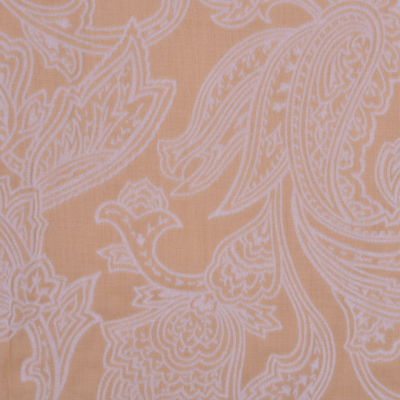 Beige and Pale Gray Flocked Paisley Cotton Voile | Mood Fabrics